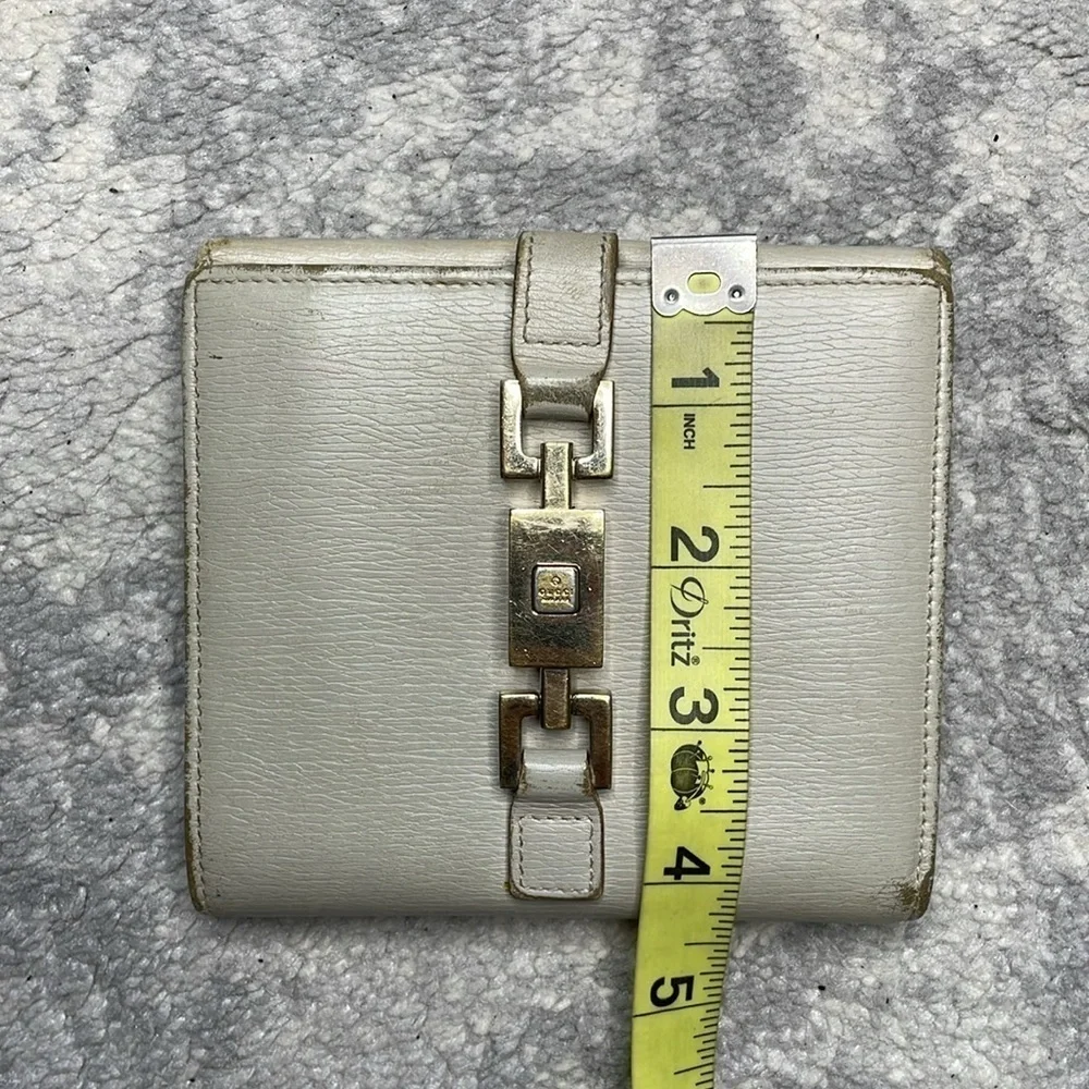 Gucci Leather Piston Lock Jackie Wallet Compact Ivory Gray - Picture 11 of 17